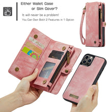 Load image into Gallery viewer, CaseMe-008 Detachable Multifunctional Horizontal Flip Leather Case with Card Slot &amp; Holder &amp; Zipper Wallet &amp; Photo Frame, For iPhone 12 / 12 Pro, For iPhone 12 Pro Max, For iPhone 12 mini