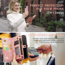 CaseMe-008 Detachable Multifunctional Horizontal Flip Leather Case with Card Slot & Holder & Zipper Wallet & Photo Frame, For iPhone 12 Pro Max, For iPhone 12 mini, For iPhone 12 / 12 Pro