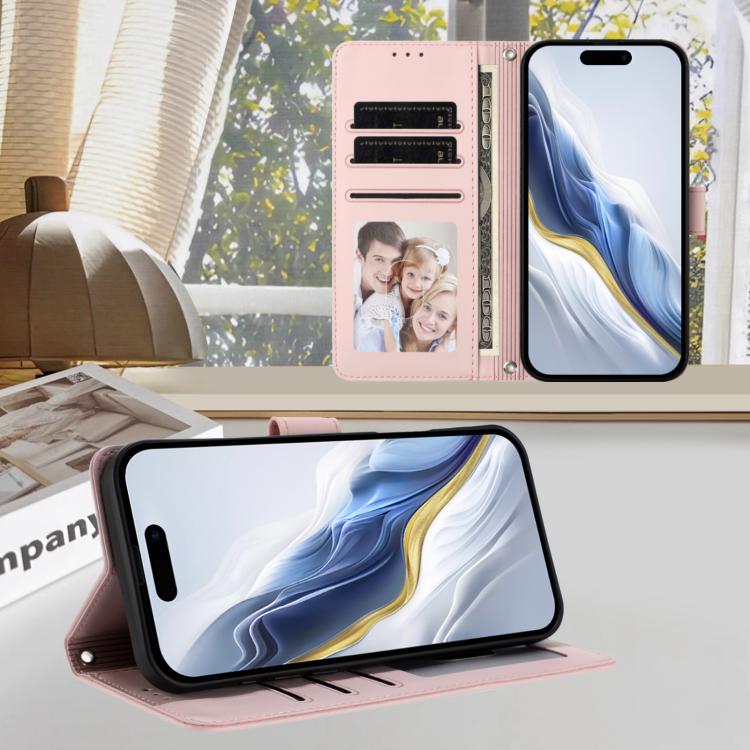 Embossed Heart Cat Leather Phone Case with Hand Strap, For iPhone Air, For iPhone 16 Pro Max, For iPhone 16 Pro, For iPhone 16 Plus