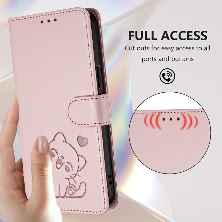 Embossed Heart Cat Leather Phone Case with Hand Strap, For iPhone Air, For iPhone 16 Pro Max, For iPhone 16 Pro, For iPhone 16 Plus