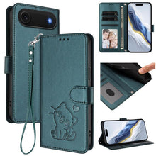 Load image into Gallery viewer, Embossed Heart Cat Leather Phone Case with Hand Strap, For iPhone Air, For iPhone 16 Pro Max, For iPhone 16 Pro, For iPhone 16 Plus