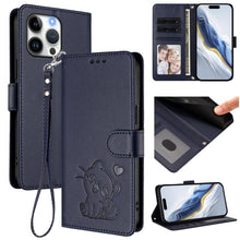 Load image into Gallery viewer, Embossed Heart Cat Leather Phone Case with Hand Strap, For iPhone Air, For iPhone 16 Pro Max, For iPhone 16 Pro, For iPhone 16 Plus