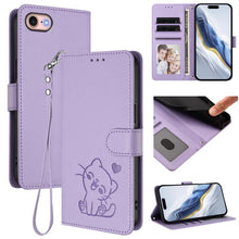Load image into Gallery viewer, Embossed Heart Cat Leather Phone Case with Hand Strap, For iPhone 14 Pro Max, For iPhone 7 / 8 / SE 2022, For iPhone 13 Pro Max, For iPhone 13 Pro