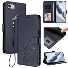 Load image into Gallery viewer, Embossed Heart Cat Leather Phone Case with Hand Strap, For iPhone 14 Pro Max, For iPhone 7 / 8 / SE 2022, For iPhone 13 Pro Max, For iPhone 13 Pro
