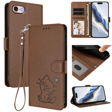 Load image into Gallery viewer, Embossed Heart Cat Leather Phone Case with Hand Strap, For iPhone 14 Pro Max, For iPhone 7 / 8 / SE 2022, For iPhone 13 Pro Max, For iPhone 13 Pro