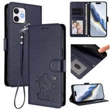 Load image into Gallery viewer, Embossed Heart Cat Leather Phone Case with Hand Strap, For iPhone 11 Pro Max, For iPhone 11, For iPhone 11 Pro, For iPhone X / XS