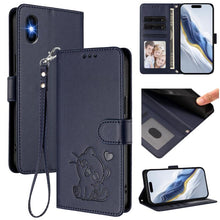 Load image into Gallery viewer, Embossed Heart Cat Leather Phone Case with Hand Strap, For iPhone 11 Pro Max, For iPhone 11, For iPhone 11 Pro, For iPhone X / XS