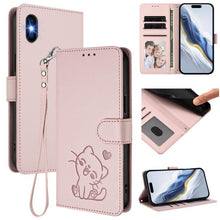 Load image into Gallery viewer, Embossed Heart Cat Leather Phone Case with Hand Strap, For iPhone XR, For iPhone XS Max, For iPhone 7 Plus / 8 Plus