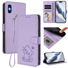 Load image into Gallery viewer, Embossed Heart Cat Leather Phone Case with Hand Strap, For iPhone XR, For iPhone XS Max, For iPhone 7 Plus / 8 Plus