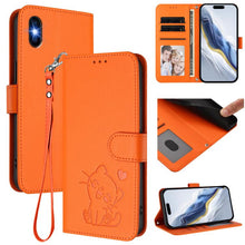Load image into Gallery viewer, Embossed Heart Cat Leather Phone Case with Hand Strap, For iPhone XR, For iPhone XS Max, For iPhone 7 Plus / 8 Plus