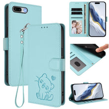 Load image into Gallery viewer, Embossed Heart Cat Leather Phone Case with Hand Strap, For iPhone XR, For iPhone XS Max, For iPhone 7 Plus / 8 Plus
