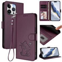 Load image into Gallery viewer, Embossed Heart Cat Leather Phone Case with Hand Strap, For iPhone 14 Pro Max, For iPhone 7 / 8 / SE 2022, For iPhone 13 Pro Max, For iPhone 13 Pro
