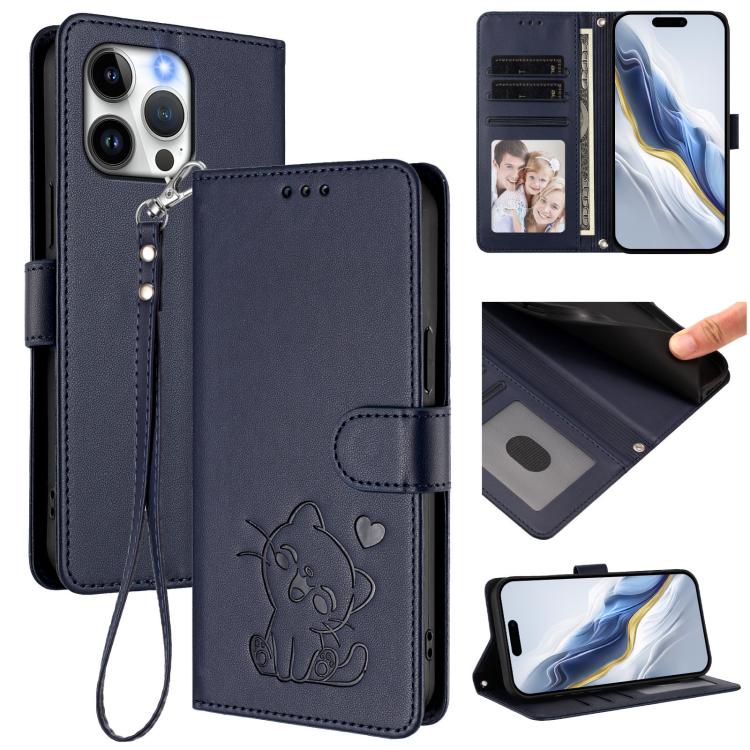Embossed Heart Cat Leather Phone Case with Hand Strap, For iPhone 14 Pro Max, For iPhone 7 / 8 / SE 2022, For iPhone 13 Pro Max, For iPhone 13 Pro