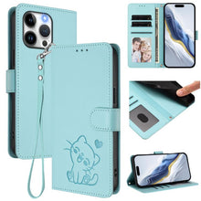 Load image into Gallery viewer, Embossed Heart Cat Leather Phone Case with Hand Strap, For iPhone 14 Pro Max, For iPhone 7 / 8 / SE 2022, For iPhone 13 Pro Max, For iPhone 13 Pro