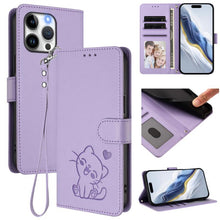 Load image into Gallery viewer, Embossed Heart Cat Leather Phone Case with Hand Strap, For iPhone 14 Pro Max, For iPhone 7 / 8 / SE 2022, For iPhone 13 Pro Max, For iPhone 13 Pro