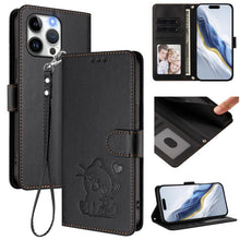 Load image into Gallery viewer, Embossed Heart Cat Leather Phone Case with Hand Strap, For iPhone 14 Pro Max, For iPhone 7 / 8 / SE 2022, For iPhone 13 Pro Max, For iPhone 13 Pro