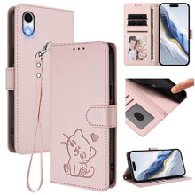 Load image into Gallery viewer, Embossed Heart Cat Leather Phone Case with Hand Strap, For iPhone XR, For iPhone XS Max, For iPhone 7 Plus / 8 Plus
