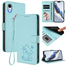 Load image into Gallery viewer, Embossed Heart Cat Leather Phone Case with Hand Strap, For iPhone XR, For iPhone XS Max, For iPhone 7 Plus / 8 Plus