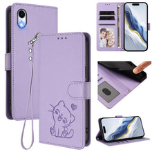 Load image into Gallery viewer, Embossed Heart Cat Leather Phone Case with Hand Strap, For iPhone XR, For iPhone XS Max, For iPhone 7 Plus / 8 Plus