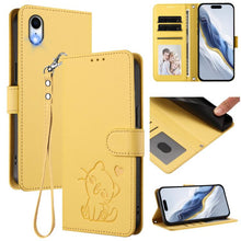Load image into Gallery viewer, Embossed Heart Cat Leather Phone Case with Hand Strap, For iPhone XR, For iPhone XS Max, For iPhone 7 Plus / 8 Plus