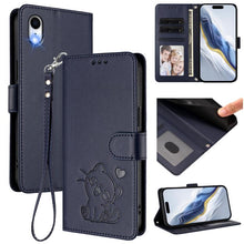 Load image into Gallery viewer, Embossed Heart Cat Leather Phone Case with Hand Strap, For iPhone XR, For iPhone XS Max, For iPhone 7 Plus / 8 Plus