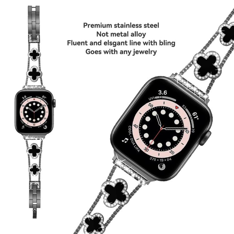 xDfind Four-leaf Clover Diamond Metal Watch Band