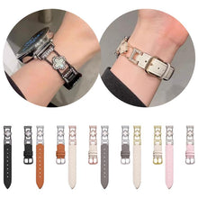Load image into Gallery viewer, xDfind Four-leaf Clover Metal Hybrid Leather Watch Band, 14mm