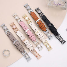 Load image into Gallery viewer, xDfind Four-leaf Clover Metal Hybrid Leather Watch Band, 14mm