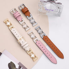 Load image into Gallery viewer, xDfind Four-leaf Clover Metal Hybrid Leather Watch Band, 14mm