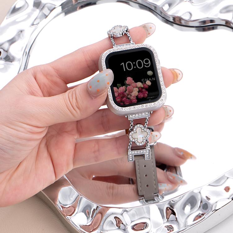 xDfind Four-leaf Clover Metal Hybrid Leather Watch Band