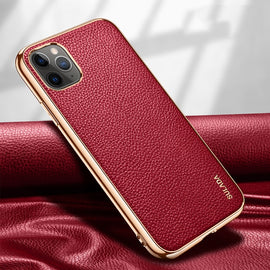 SULADA Litchi Texture Leather Electroplated Shckproof Protective Case, For iPhone 11 Pro, For iPhone 11