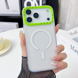 Color Contrast Lens Frame Transparent TPU Magnetic Phone Case, For iPhone 18 Pro / 17 Pro, For iPhone 18 Pro Max / 17 Pro Max