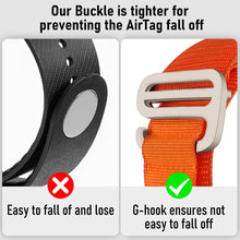 Load image into Gallery viewer, xDfind Silver Buckle Loop Nylon Band Style Anti-lost Tracker Protective Cover, For AirTag 2nd Gen / AirTag 1st Gen