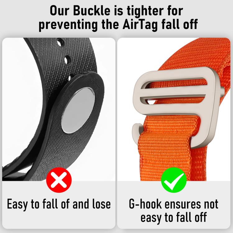 xDfind Silver Buckle Loop Nylon Band Style Anti-lost Tracker Protective Cover, For AirTag 2nd Gen / AirTag 1st Gen