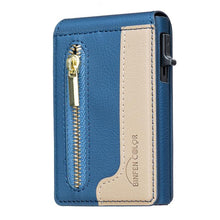 Load image into Gallery viewer, BFK31 Colorblock Zipper MagSafe Magnetic Leather Card Bag