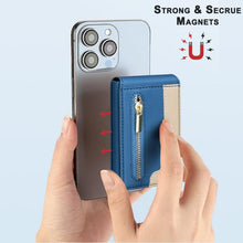 Load image into Gallery viewer, BFK31 Colorblock Zipper MagSafe Magnetic Leather Card Bag