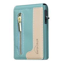 Load image into Gallery viewer, BFK31 Colorblock Zipper MagSafe Magnetic Leather Card Bag