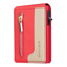 Load image into Gallery viewer, BFK31 Colorblock Zipper MagSafe Magnetic Leather Card Bag