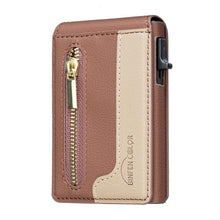 Load image into Gallery viewer, BFK31 Colorblock Zipper MagSafe Magnetic Leather Card Bag
