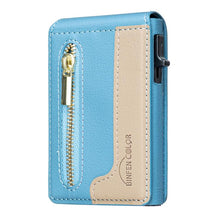 Load image into Gallery viewer, BFK31 Colorblock Zipper MagSafe Magnetic Leather Card Bag