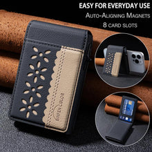 Load image into Gallery viewer, BFK30 Colorblock Flowers Magsafe Magnetic Leather Card Bag