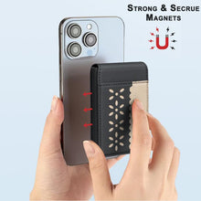Load image into Gallery viewer, BFK30 Colorblock Flowers Magsafe Magnetic Leather Card Bag