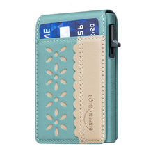 Load image into Gallery viewer, BFK30 Colorblock Flowers Magsafe Magnetic Leather Card Bag
