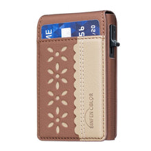Load image into Gallery viewer, BFK30 Colorblock Flowers Magsafe Magnetic Leather Card Bag