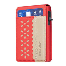 Load image into Gallery viewer, BFK30 Colorblock Flowers Magsafe Magnetic Leather Card Bag