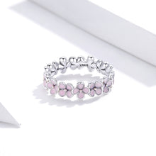 Load image into Gallery viewer, S925 Sterling Silver Pink Wreath Women Ring, 6, 7, 8
