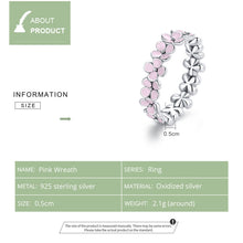 Load image into Gallery viewer, S925 Sterling Silver Pink Wreath Women Ring, 6, 7, 8