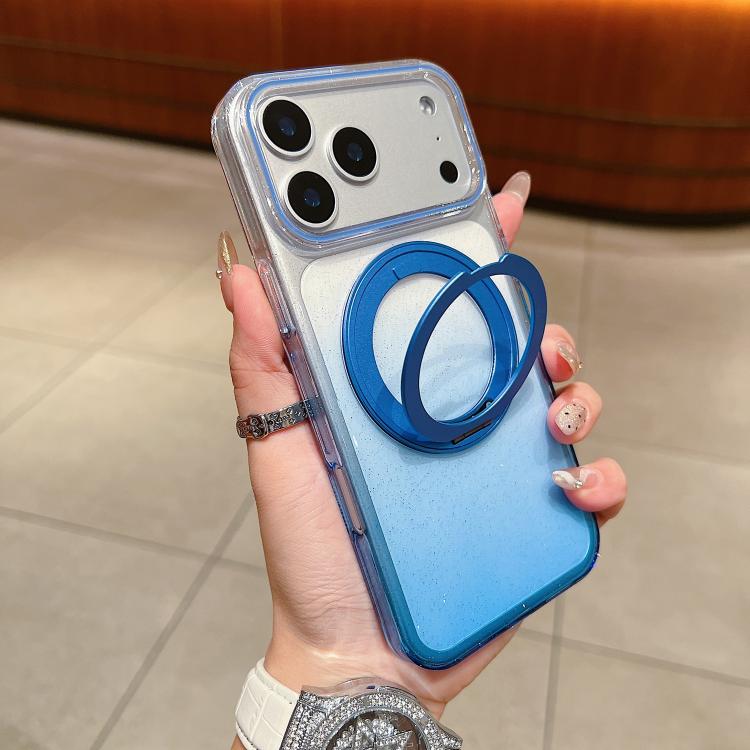 Transparent Gradient 360 Degree Rotation Holder MagSafe Phone Case, For iPhone 18 Pro / 17 Pro, For iPhone 18 Pro Max / 17 Pro Max, For iPhone 17, For iPhone Air, For iPhone 16 Pro Max, For iPhone 16 Pro, For iPhone 16 Plus, For iPhone 16