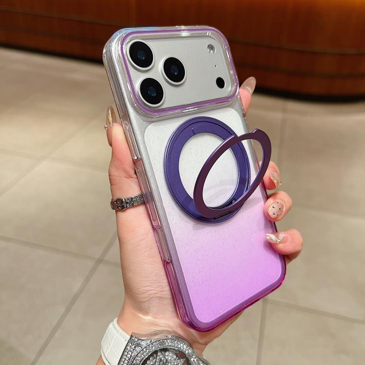 Transparent Gradient 360 Degree Rotation Holder MagSafe Phone Case, For iPhone 18 Pro / 17 Pro, For iPhone 18 Pro Max / 17 Pro Max, For iPhone 17, For iPhone Air, For iPhone 16 Pro Max, For iPhone 16 Pro, For iPhone 16 Plus, For iPhone 16