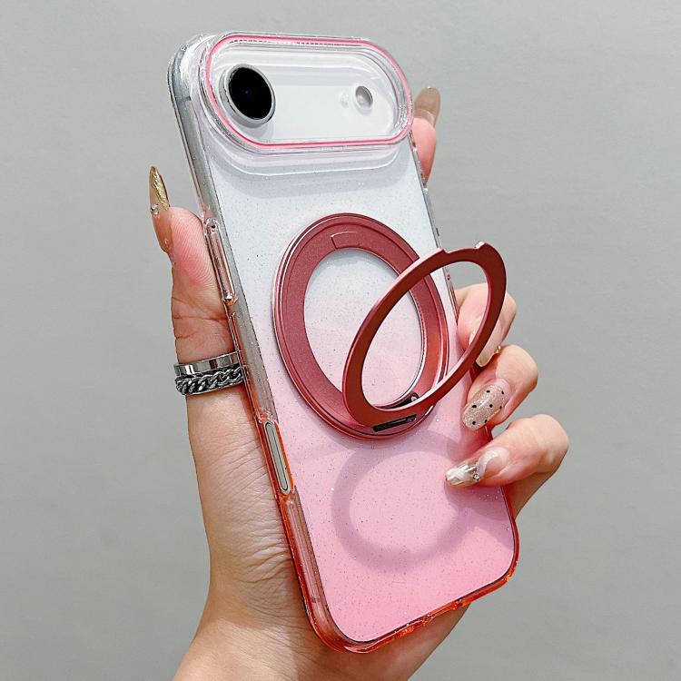 Transparent Gradient 360 Degree Rotation Holder MagSafe Phone Case, For iPhone 18 Pro / 17 Pro, For iPhone 18 Pro Max / 17 Pro Max, For iPhone 17, For iPhone Air, For iPhone 16 Pro Max, For iPhone 16 Pro, For iPhone 16 Plus, For iPhone 16
